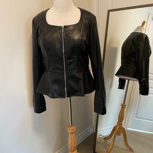 Black Guess peplum faux leather jacket